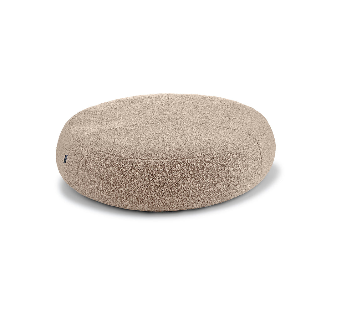 Comfy Round MiaCara Boucle Dog Pouffe Cushion Senso Greige