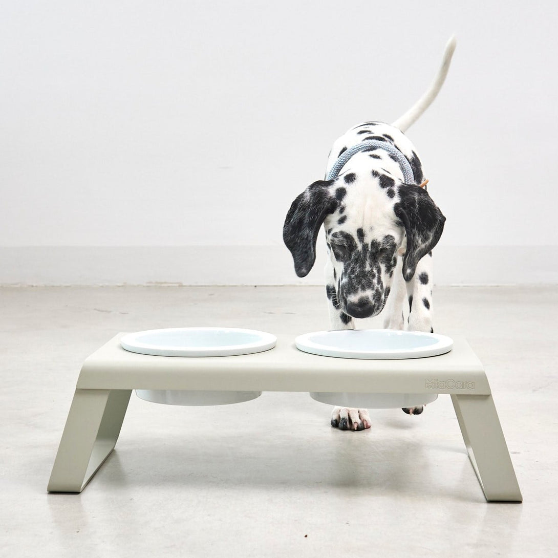 Modern MiaCara Desco Luxury Designer Dog Feeder - Porcelain Bowls