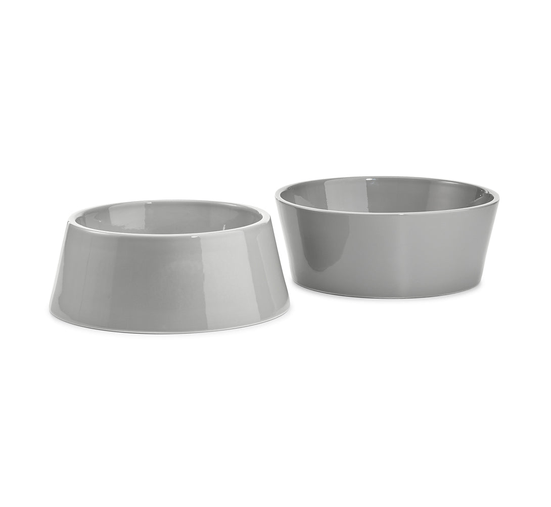 MiaCara Doppio Dog Bowl Set Porcelain Concrete Grey