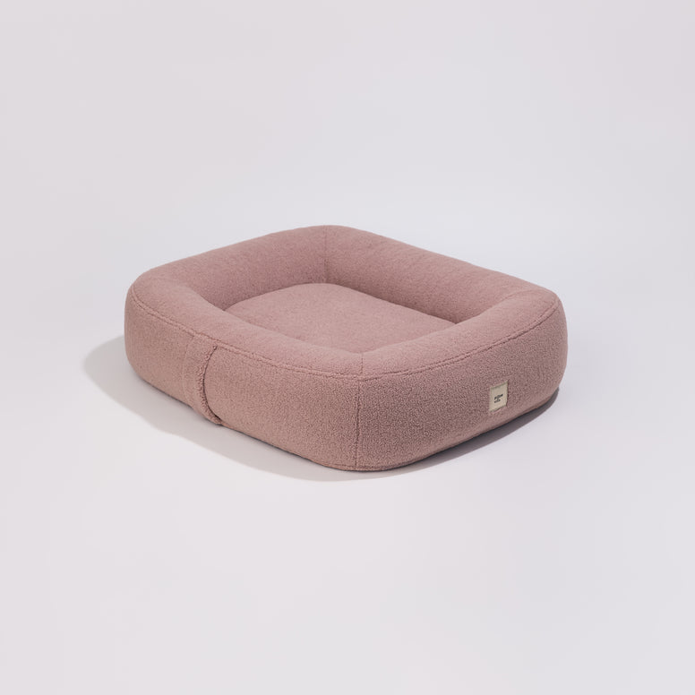 Designer Fluffy Pillow Villa Pebble Dog Bed - Faux Fur - Blush Pink