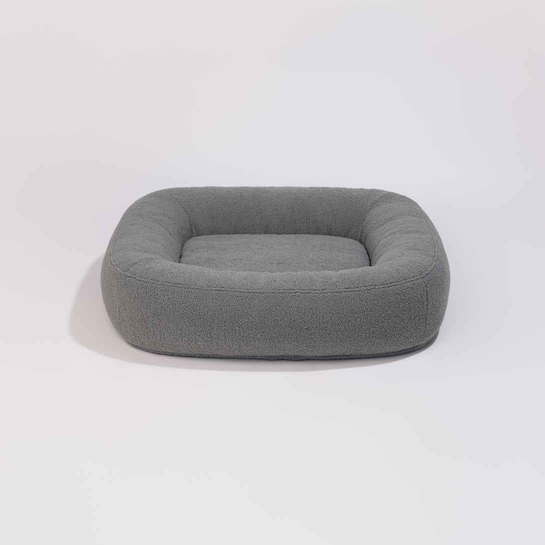 Pillow Villa Pebble Dog Bed - Faux Fur - Ash Grey