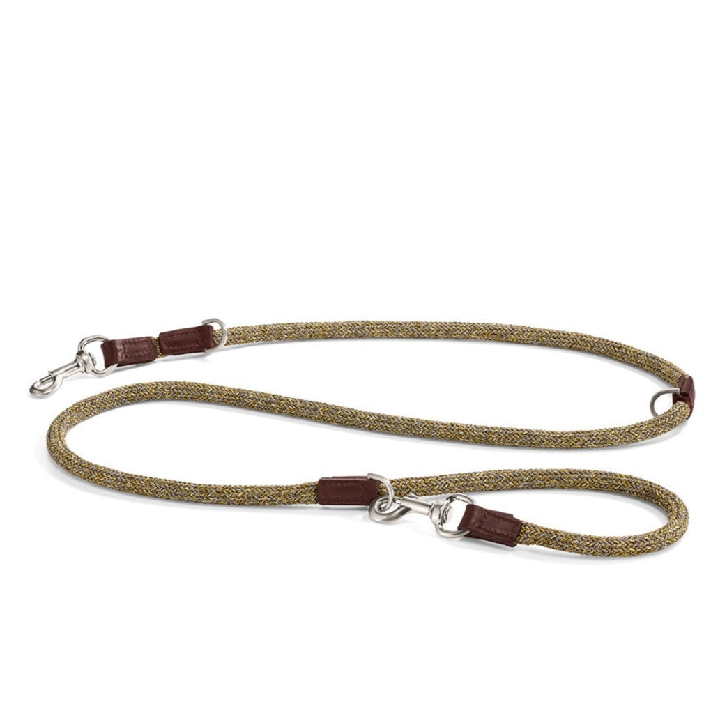 MiaCara Luxury Dog Rope Leather Lead Lucca - Olive green and brown