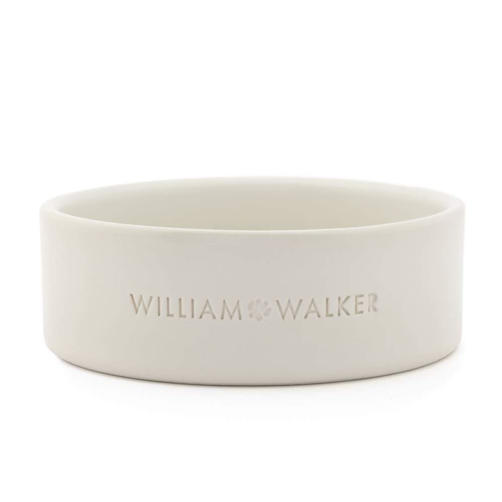 William Walker Ceramic Dog Bowl Pearl White Beige