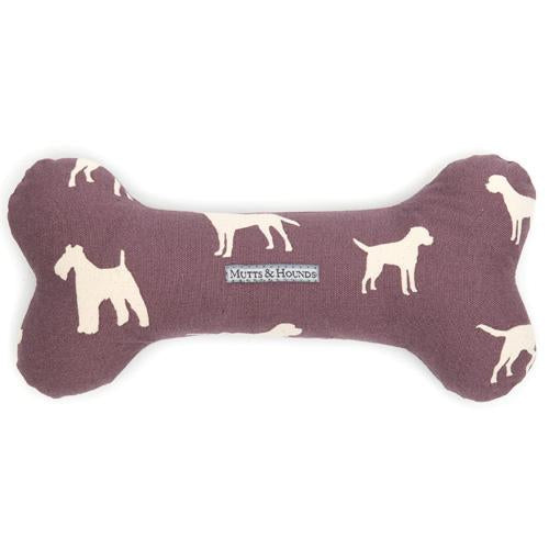 Mutts & Hounds Antiqued Plum Squeaky Bone Dog Toy
