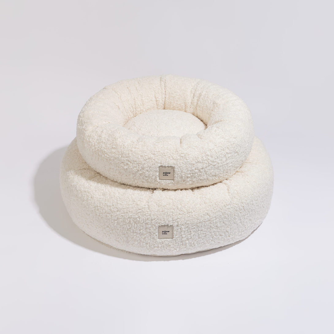Bouclé Dog Bed - Fluffy Puffy Pillow Villa Off-White