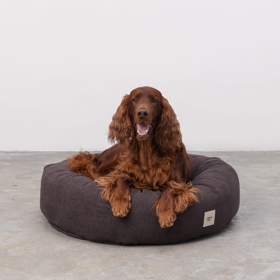 Round Donut Dog Bed Anthracite Pillow Villa