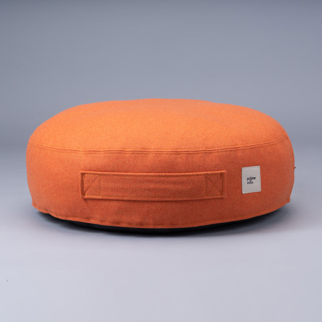 Eco-Friendly Round Dog Bed Orange Pillow Villa
