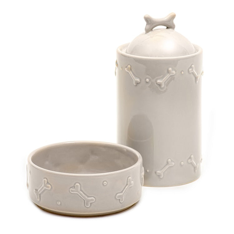 Luxury Ceramic Dog Biscuit Jar and Dog Bowl Mutts & Hounds