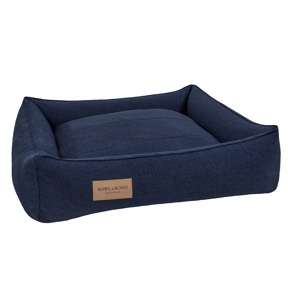 Bowl & Bone Comfortable Minimalist Square Dog Bed URBAN Navy Blue Europe